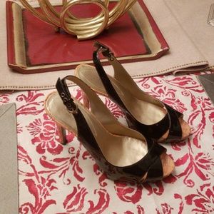 Black Patent Leather Ankle-strap Sandals